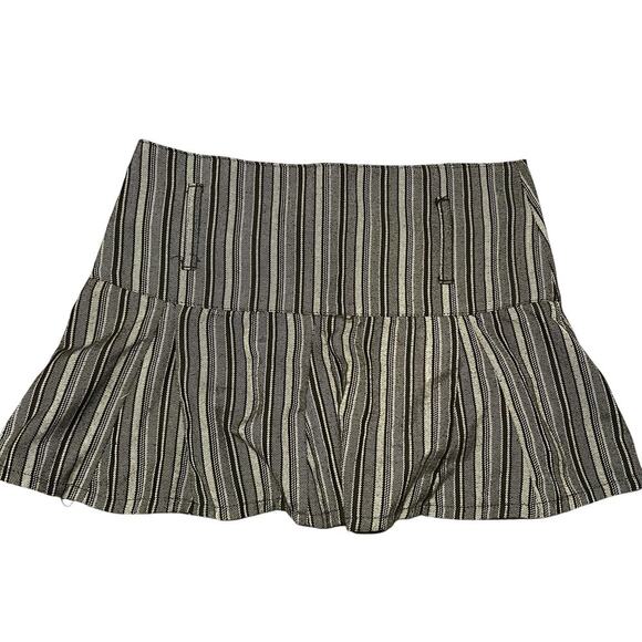 Zara TRF Black and Gray Striped Flared Mini Skirt Size 4 - Picture 2 of 5